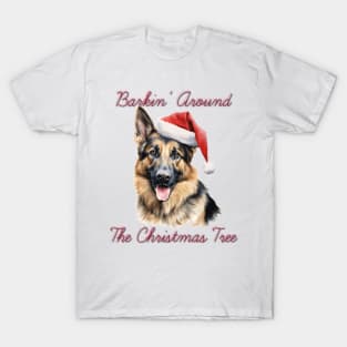 Christmas German Shepherd Dog in Santa Hat T-Shirt